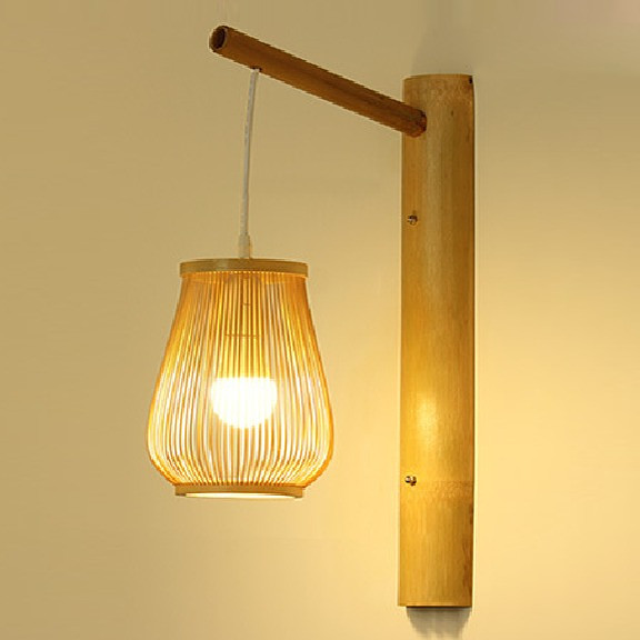 Japanese zen bamboo wall lamp