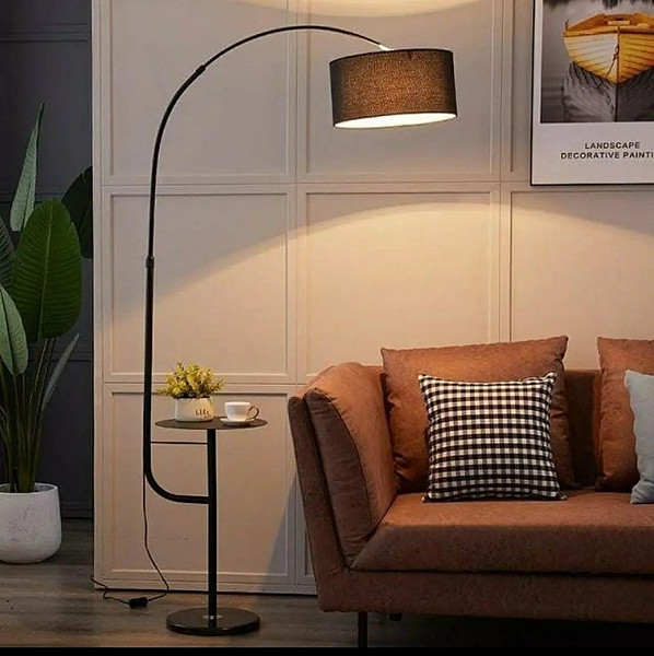 Modern arc lamp with table